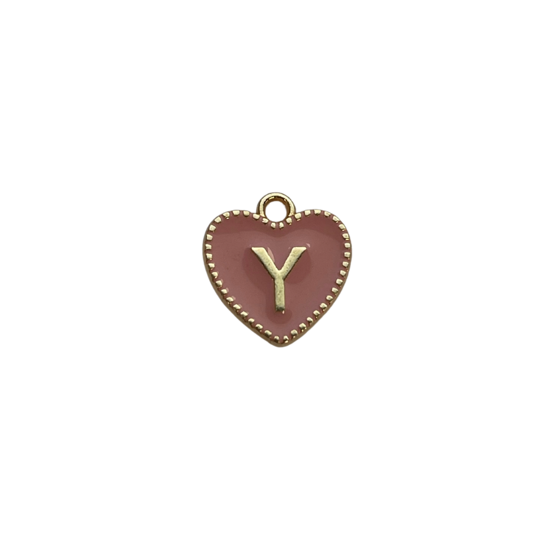 Pink Letter Heart Charm