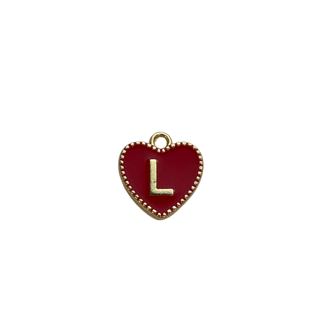 Red Heart Letter Charm