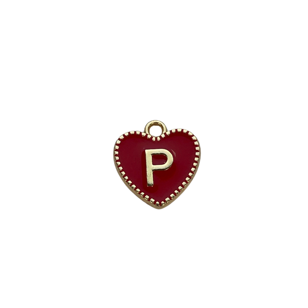 Red Heart Letter Charm