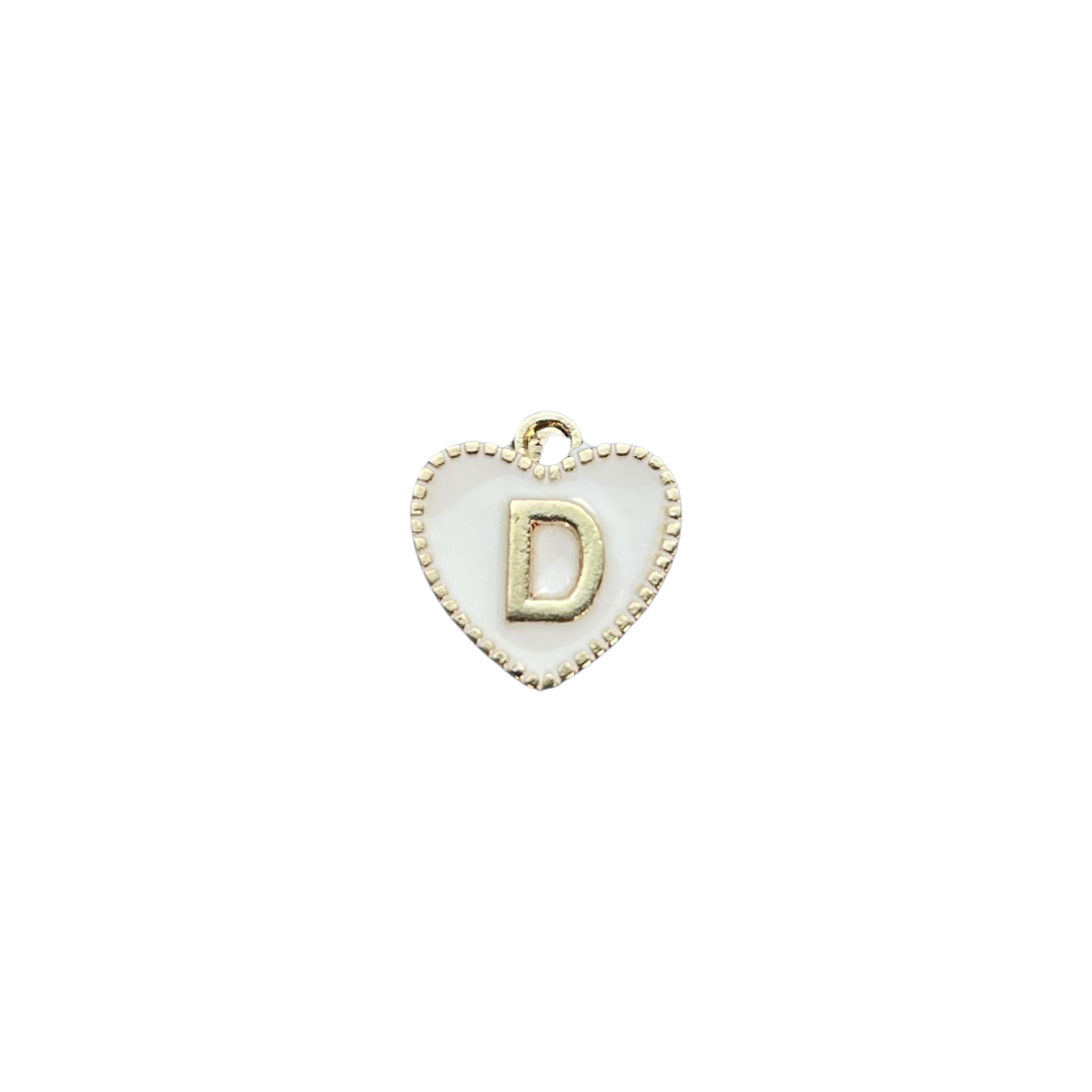 White Heart Letter Charm