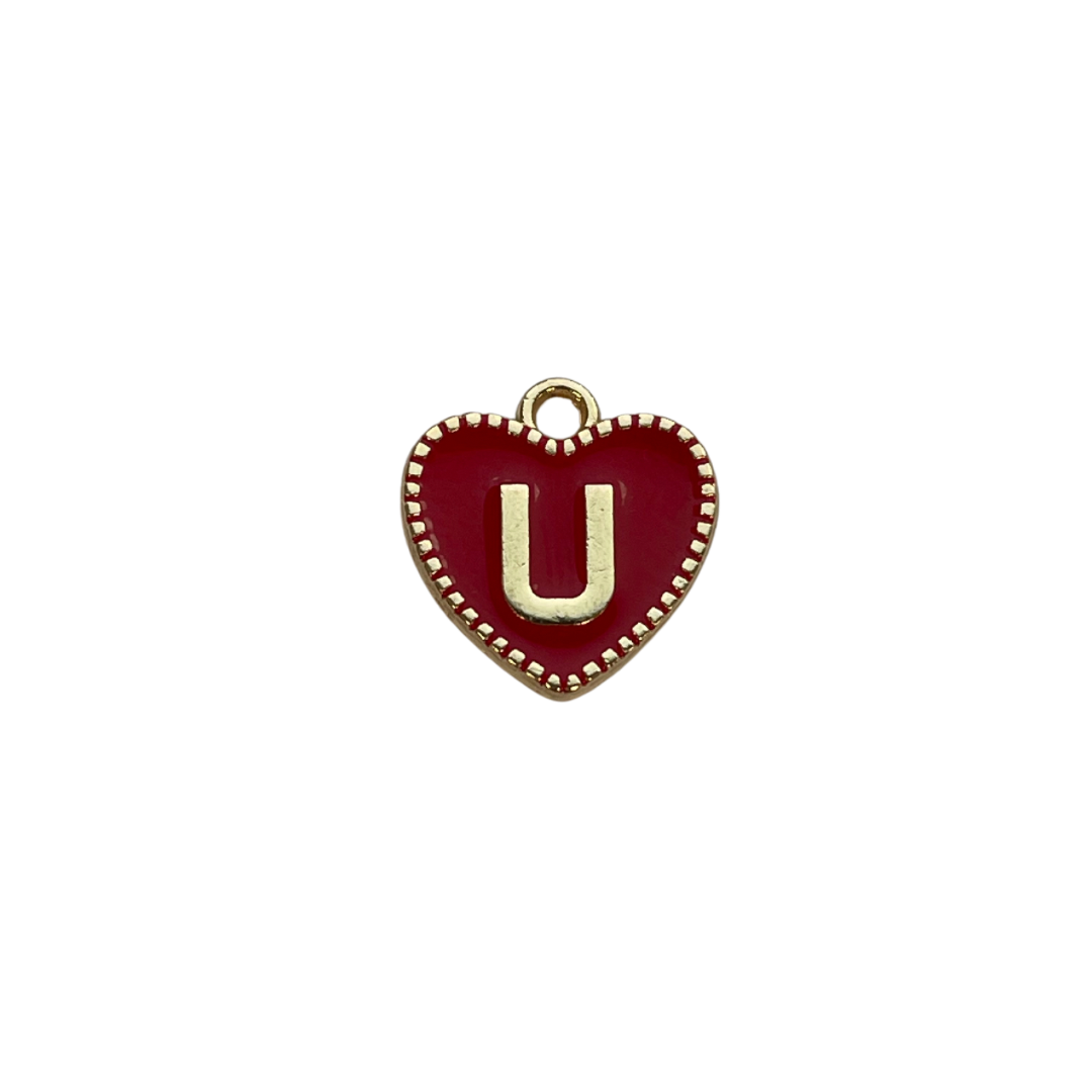 Red Heart Letter Charm