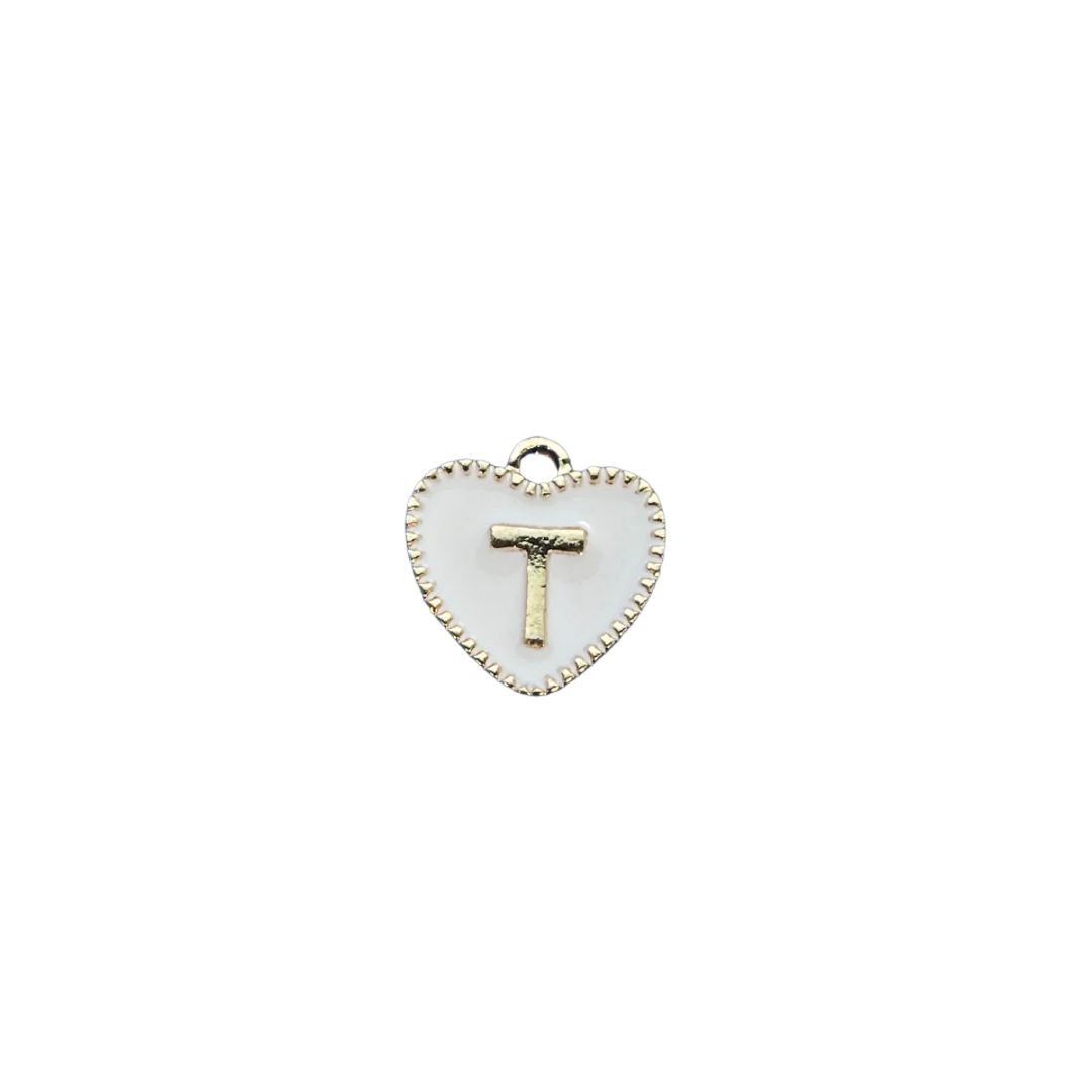 White Heart Letter Charm