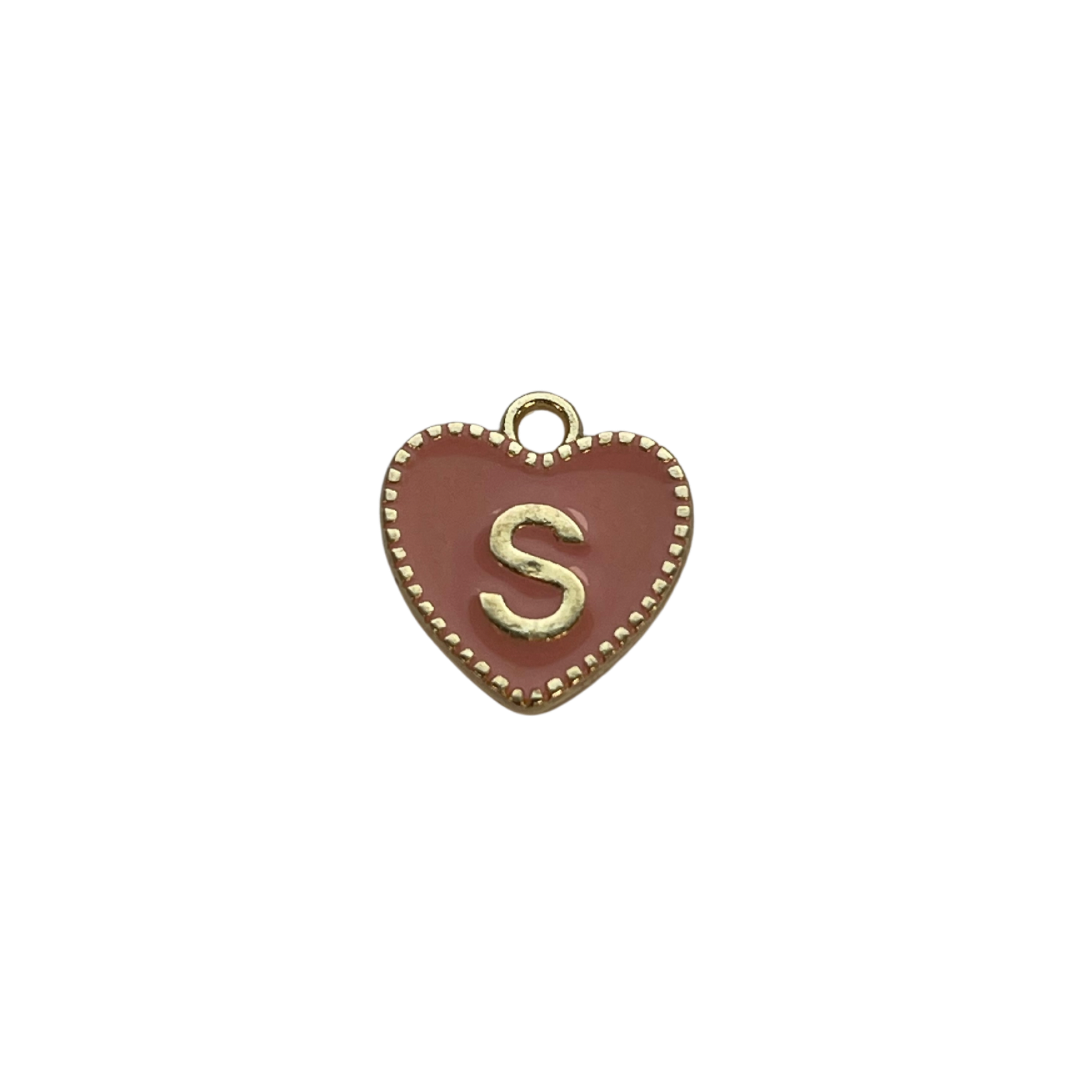Pink Letter Heart Charm