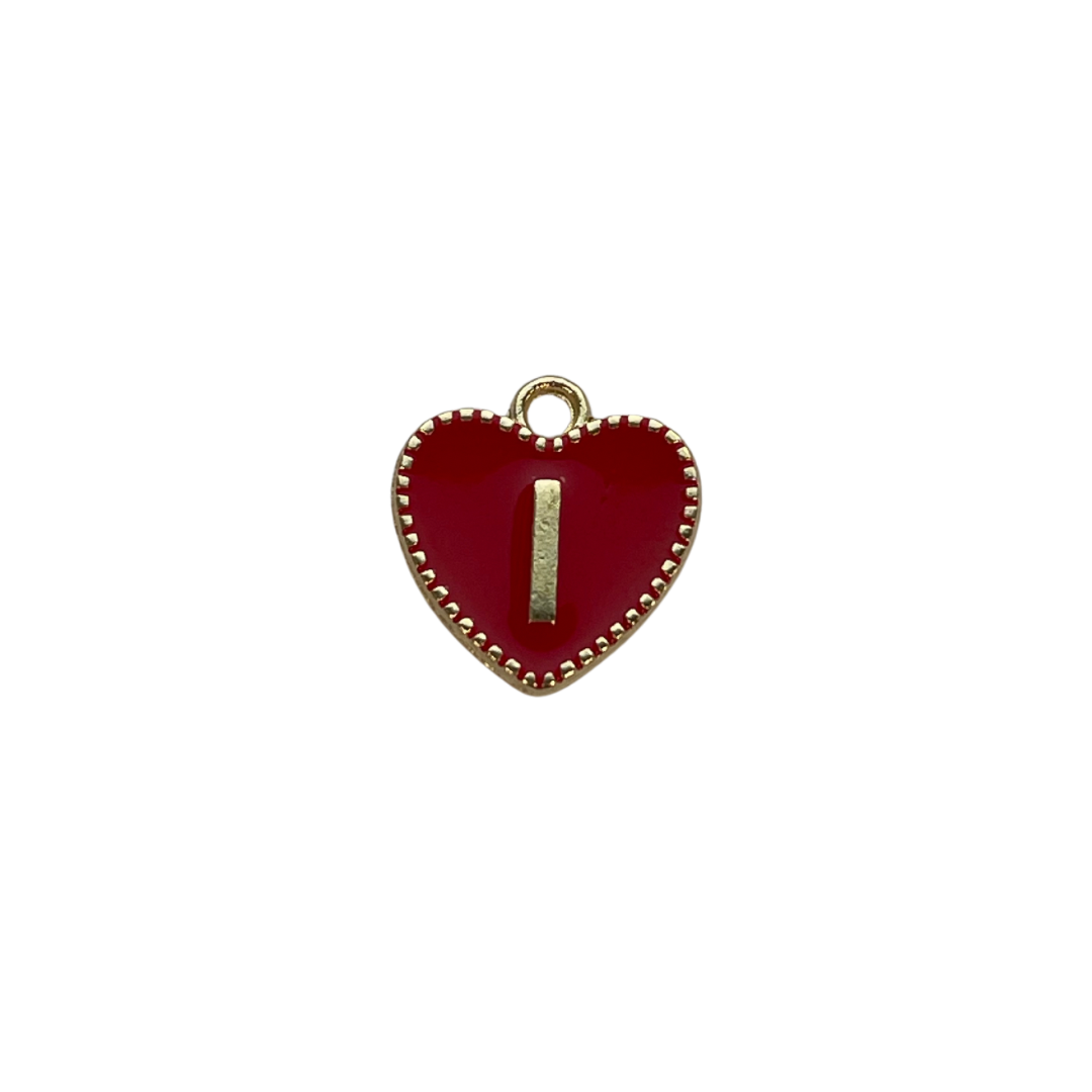 Red Heart Letter Charm
