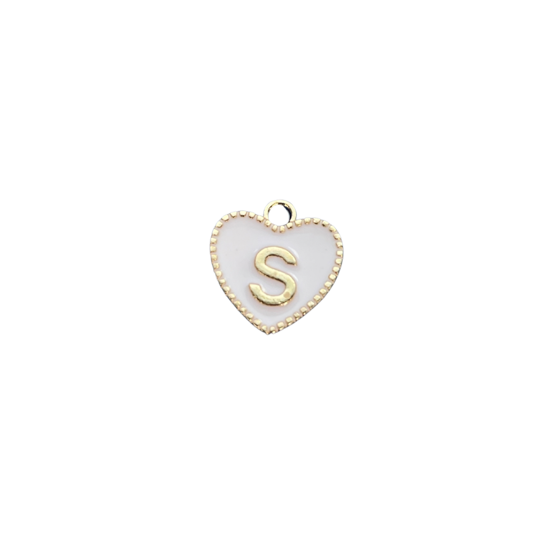 White Heart Letter Charm