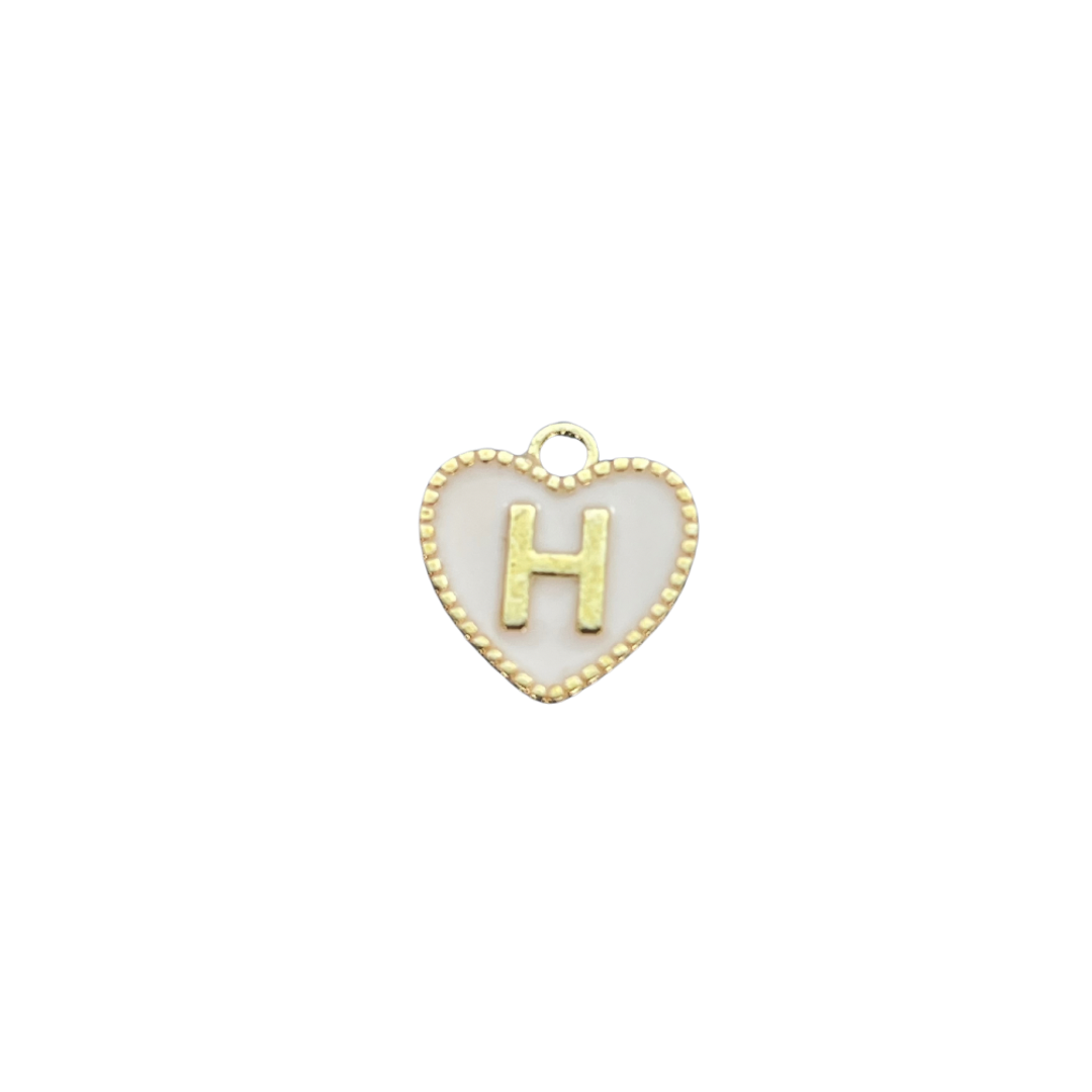White Heart Letter Charm