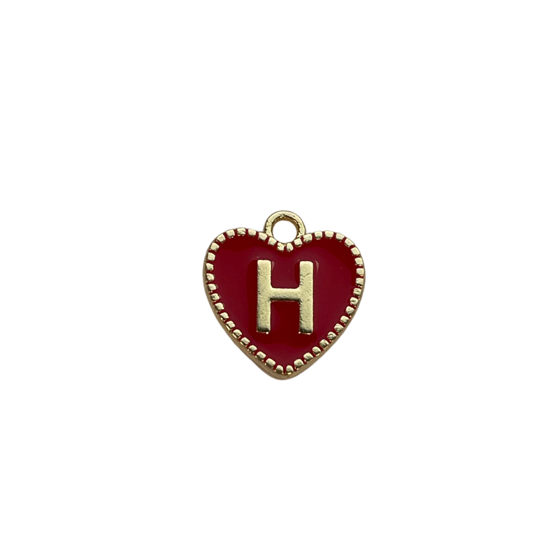 Red Heart Letter Charm