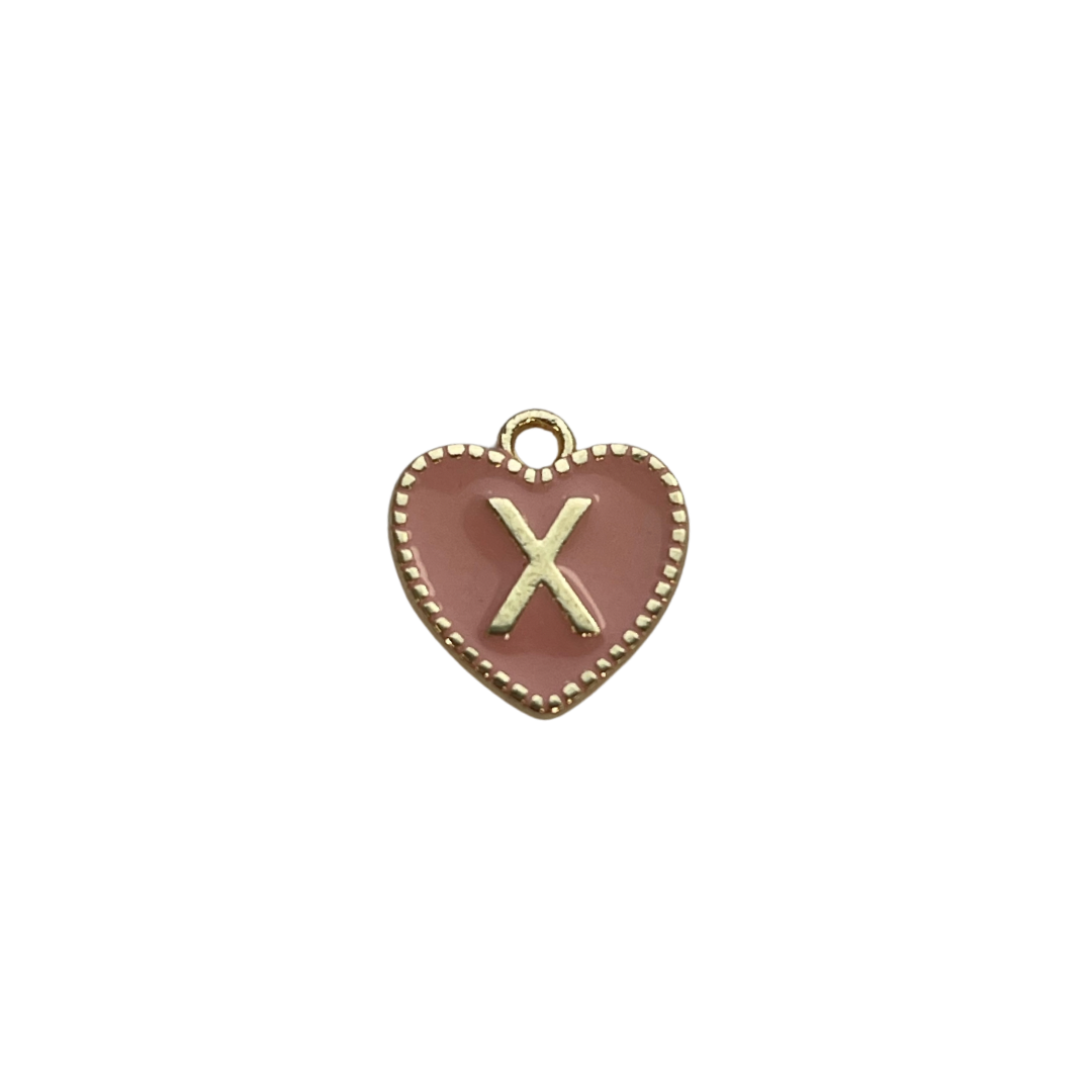 Pink Letter Heart Charm