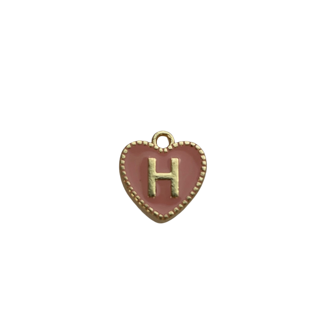 Pink Letter Heart Charm