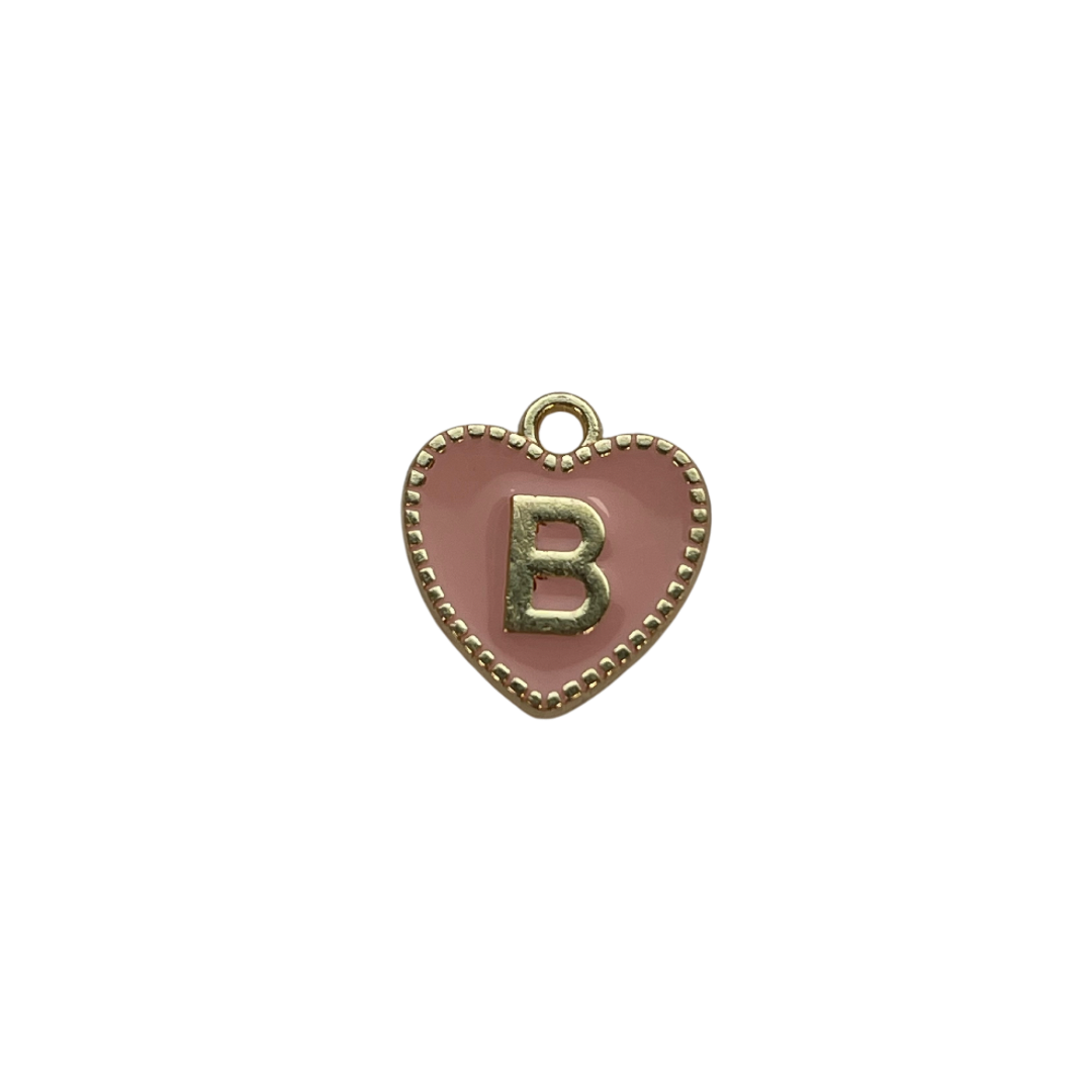 Pink Letter Heart Charm
