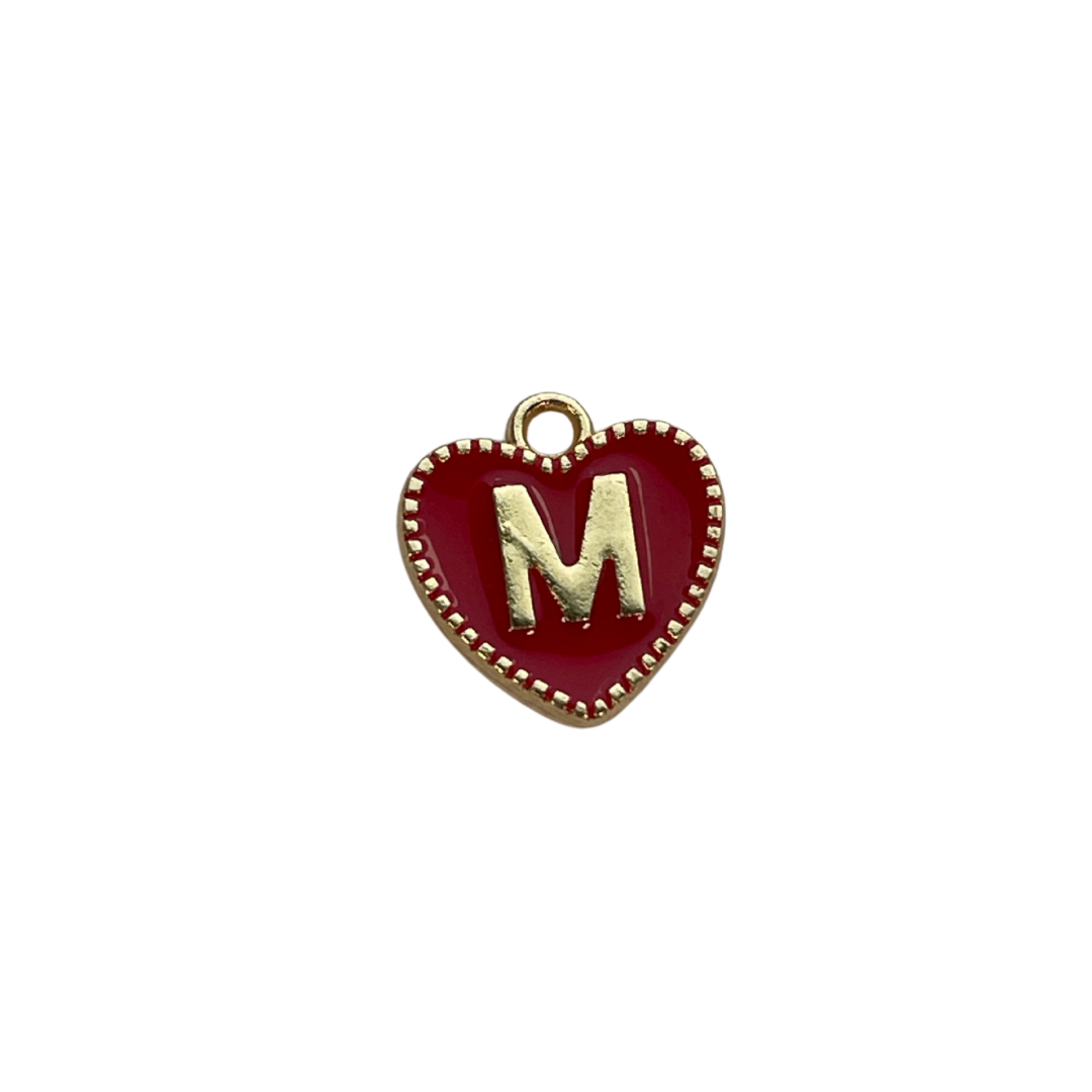 Red Heart Letter Charm