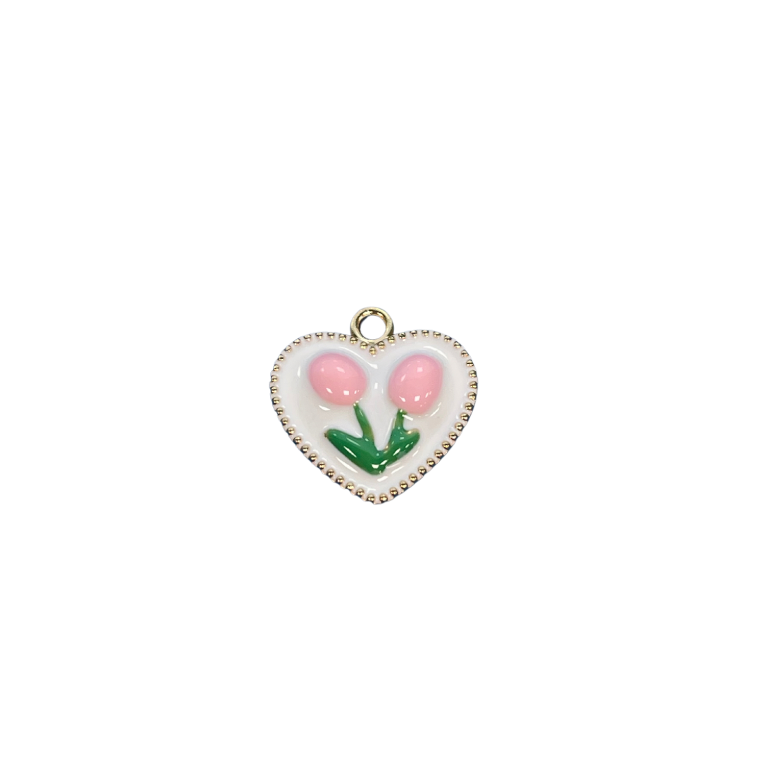 Tulip Heart Charm