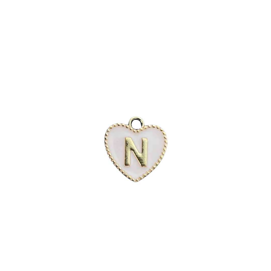 White Heart Letter Charm