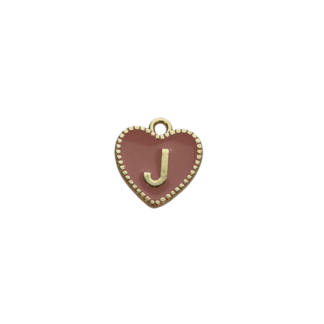 Pink Letter Heart Charm