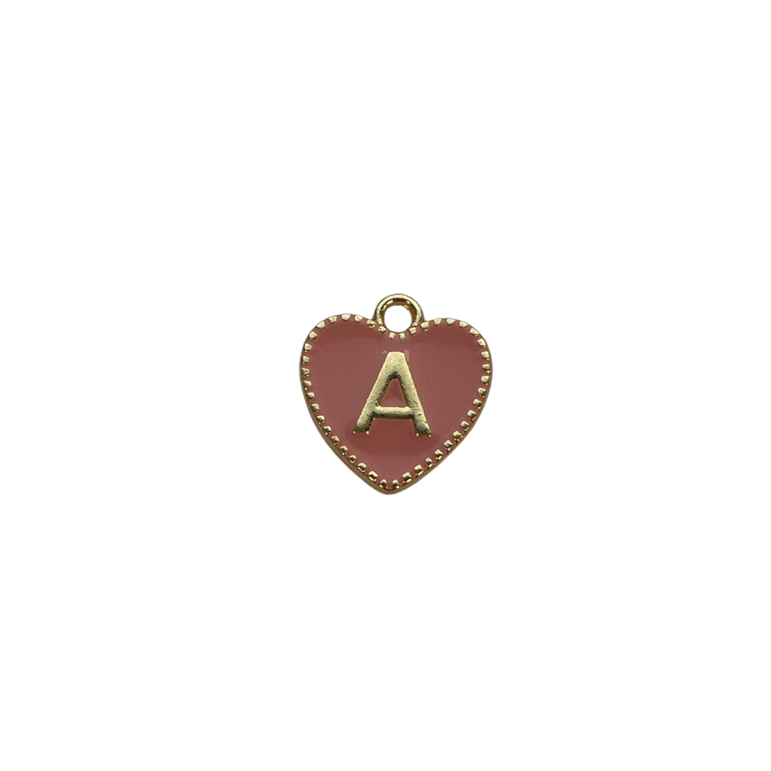 Pink Letter Heart Charm