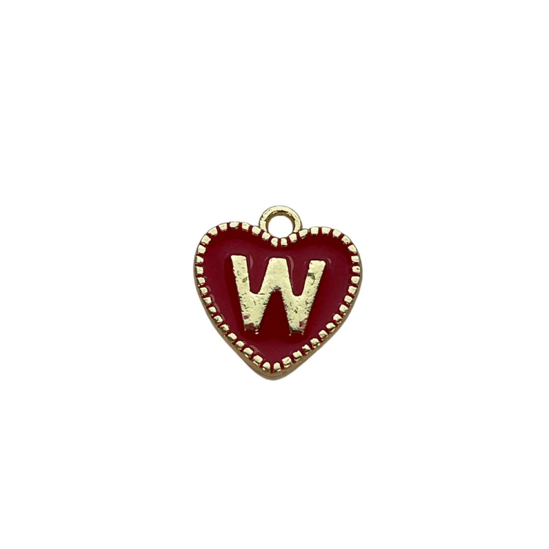 Red Heart Letter Charm