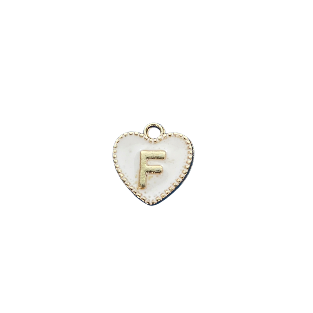 White Heart Letter Charm