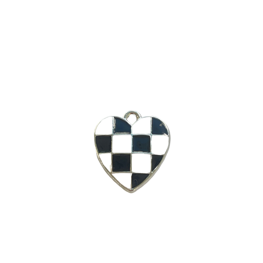 Black and White Checkerboard Heart