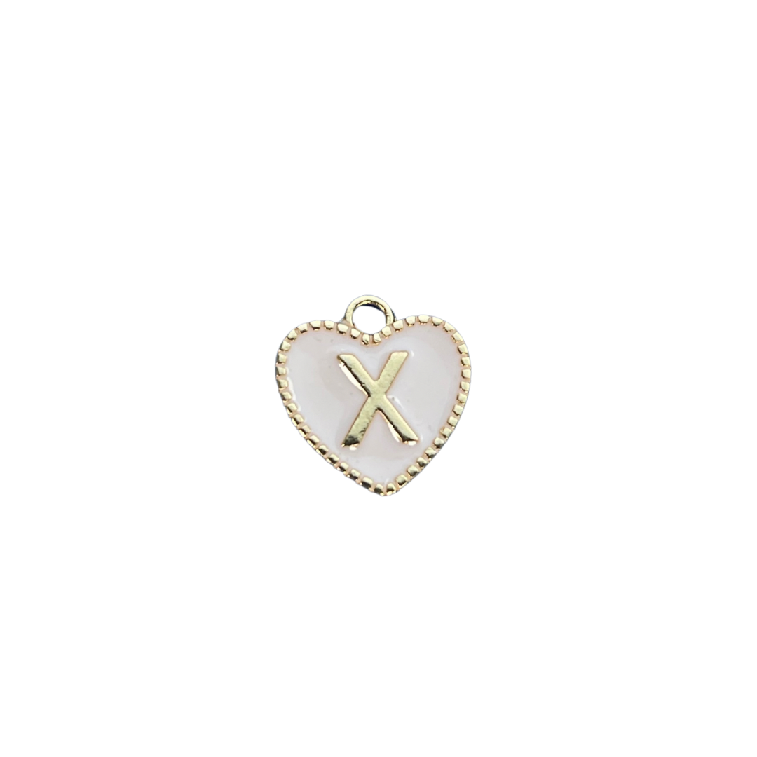 White Heart Letter Charm