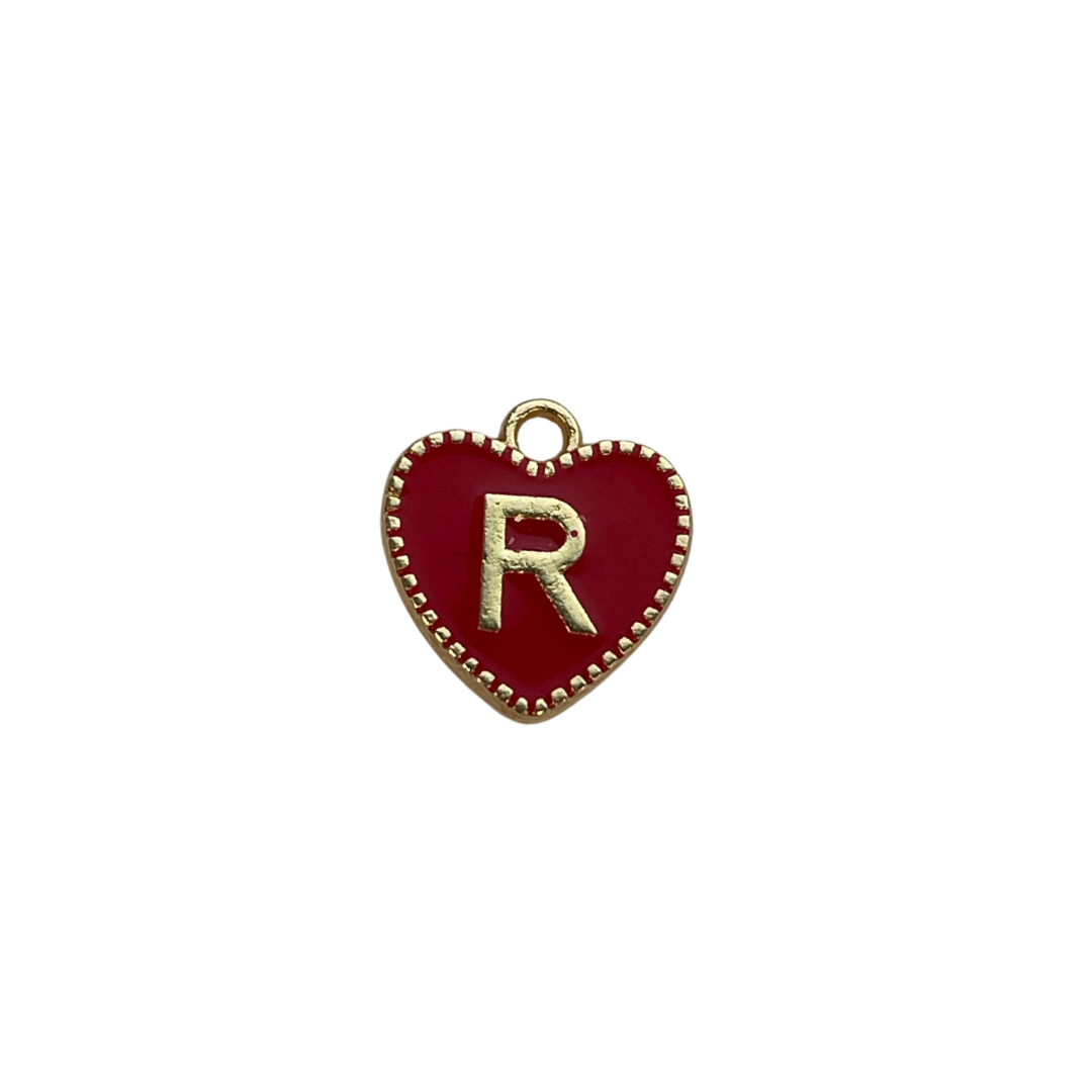 Red Heart Letter Charm