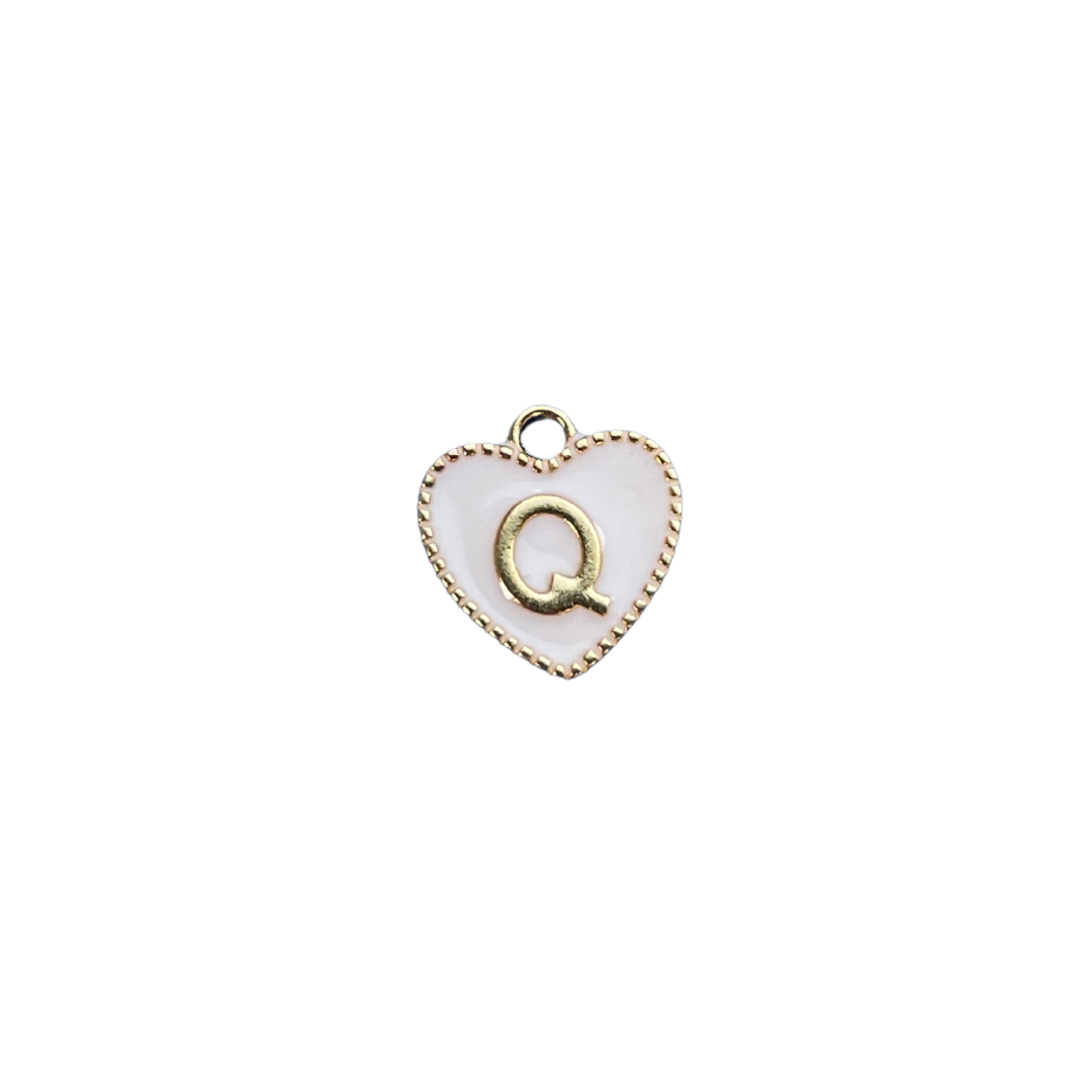 White Heart Letter Charm