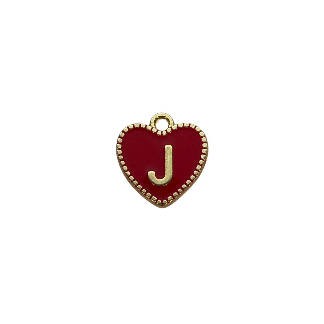 Red Heart Letter Charm