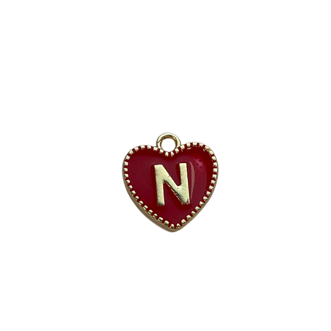 Red Heart Letter Charm