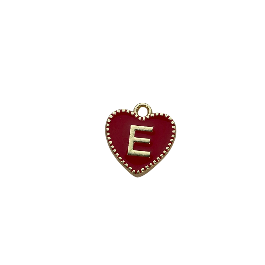 Red Heart Letter Charm