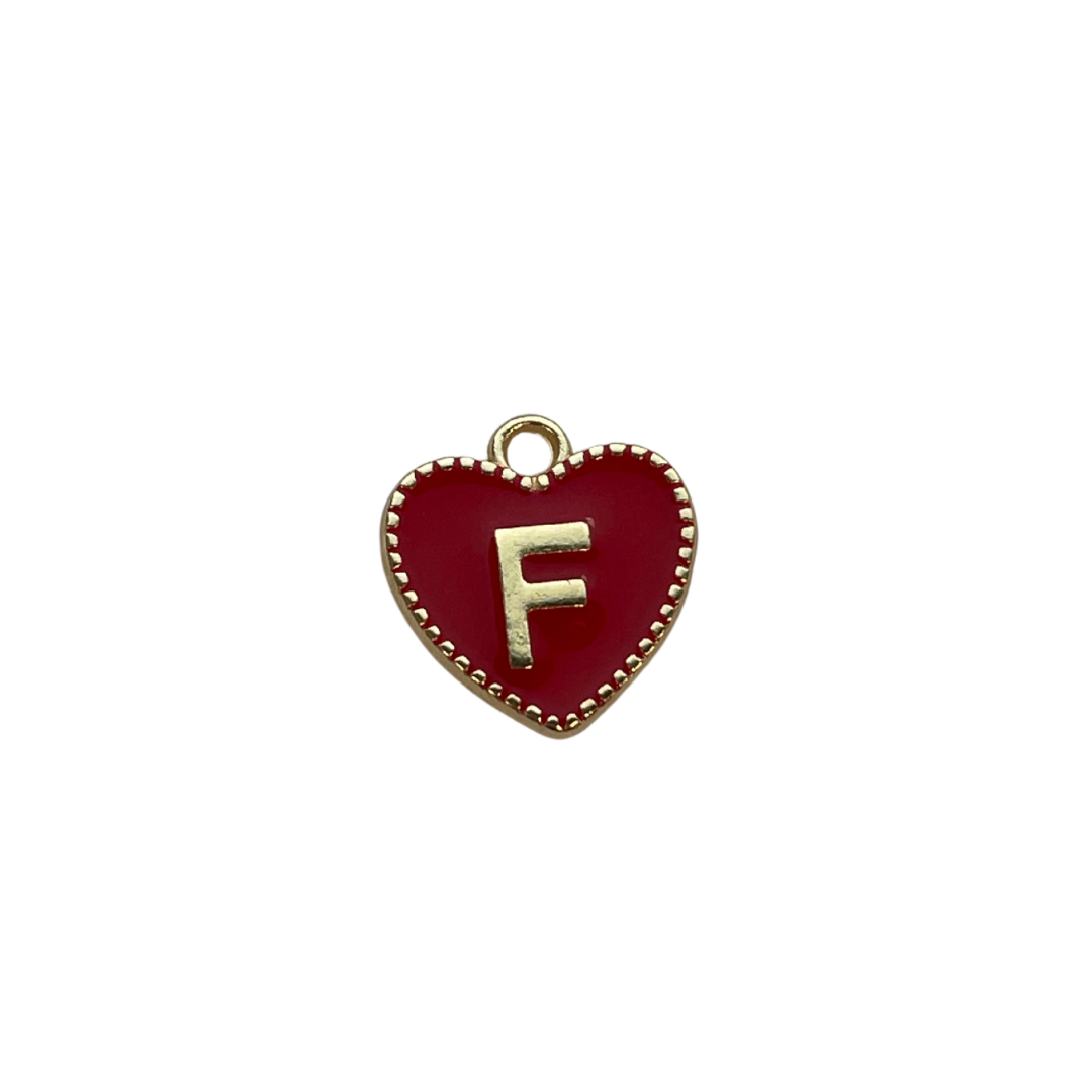 Red Heart Letter Charm