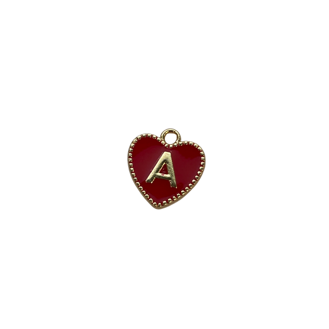 Red Heart Letter Charm