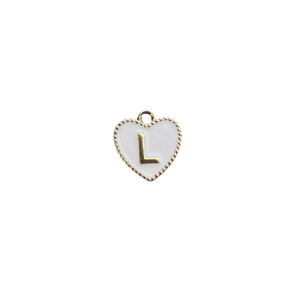 White Heart Letter Charm