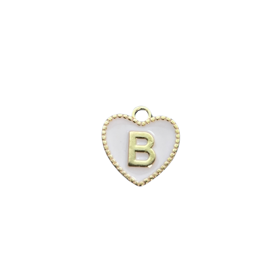 White Heart Letter Charm