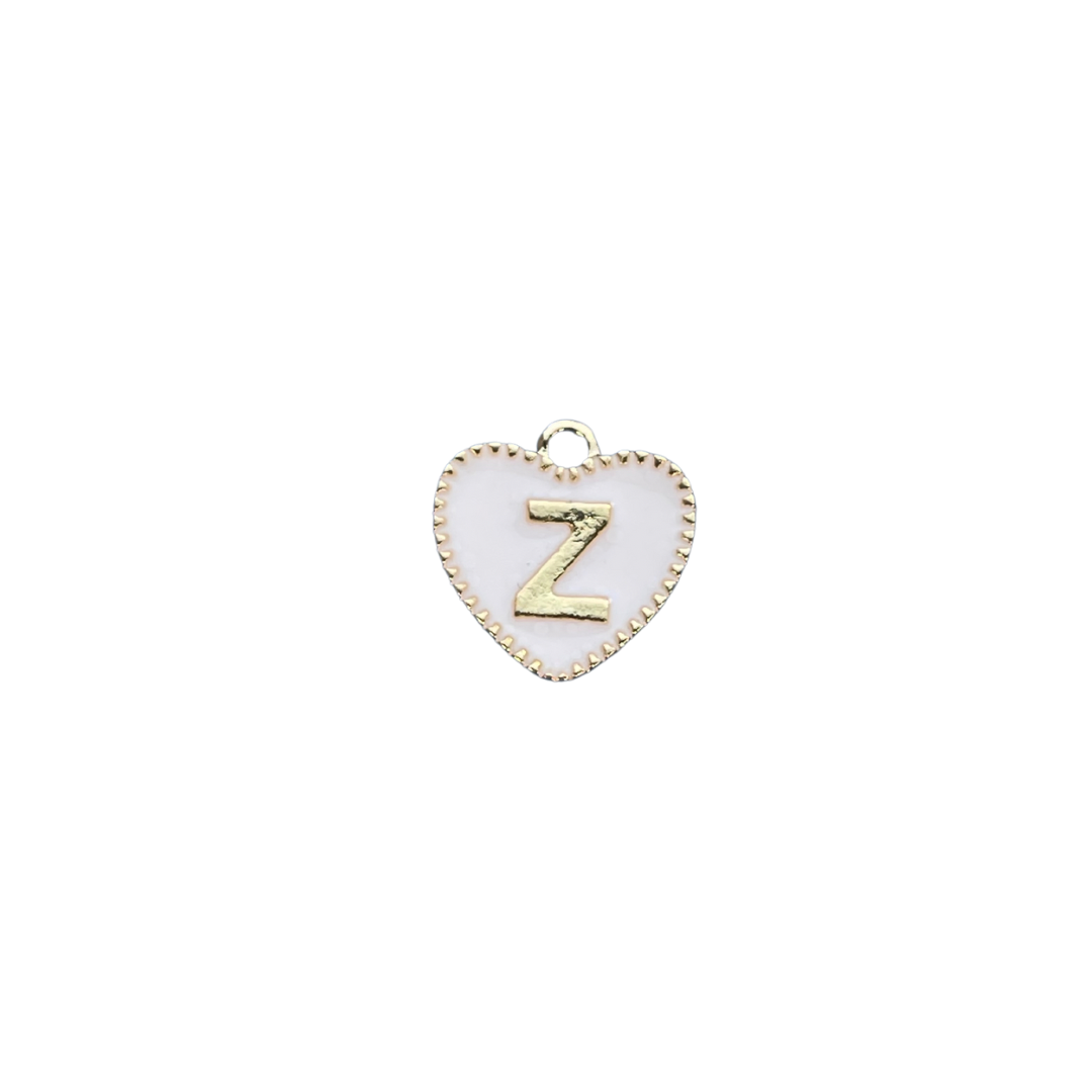 White Heart Letter Charm
