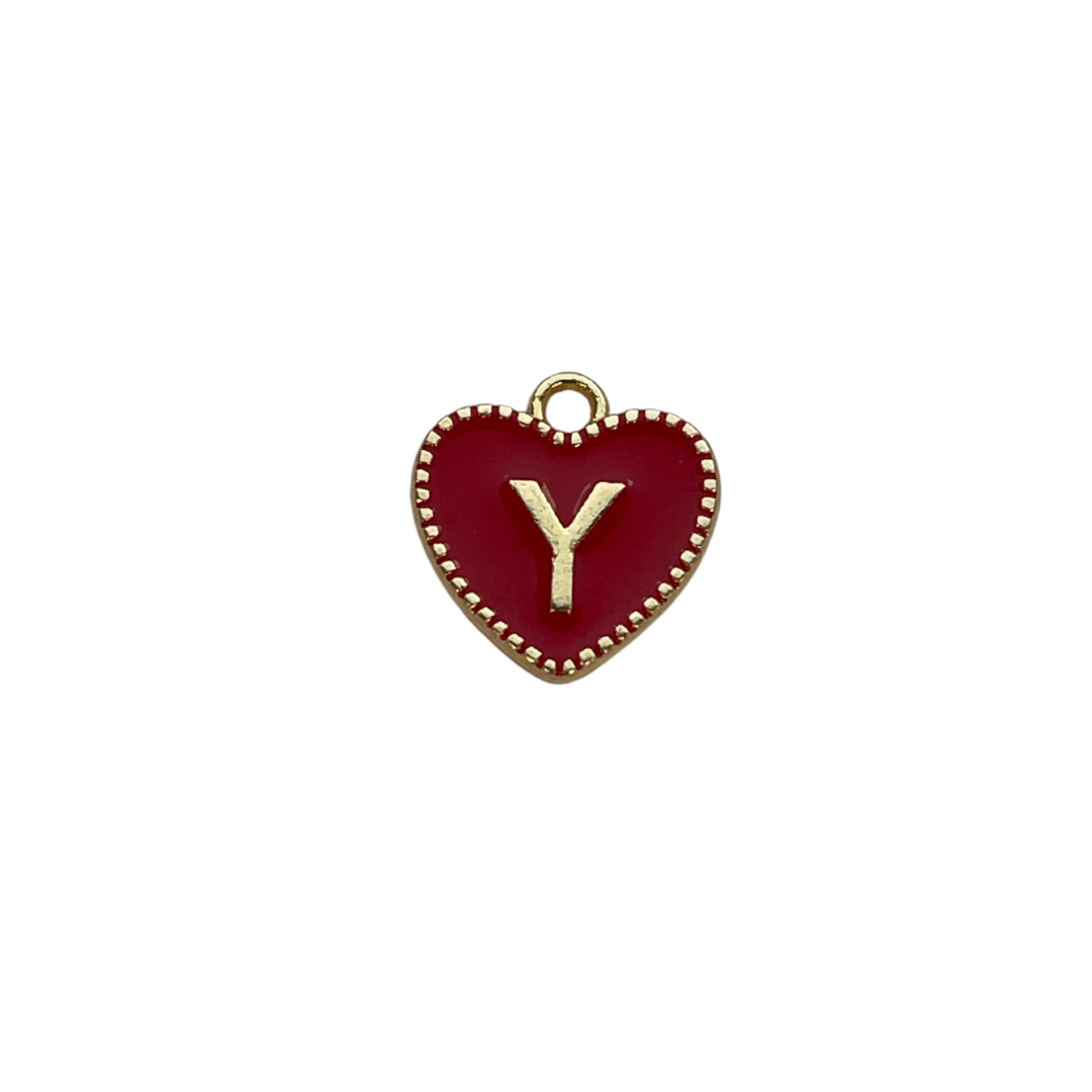 Red Heart Letter Charm