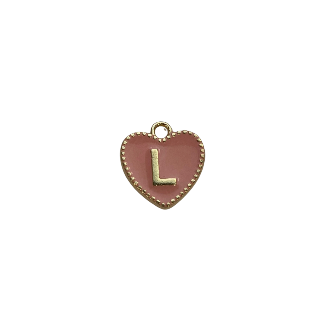 Pink Letter Heart Charm
