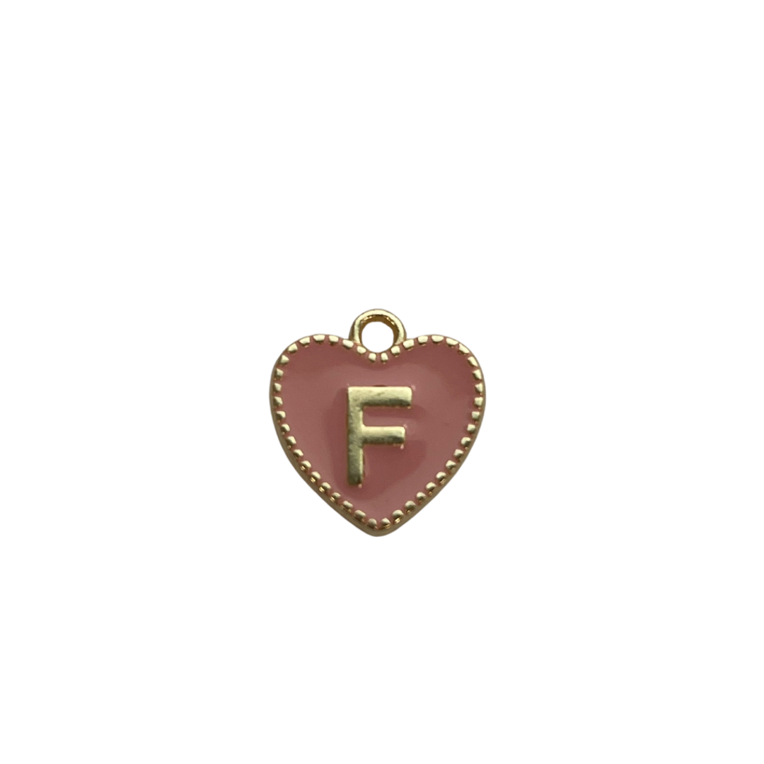 Pink Letter Heart Charm