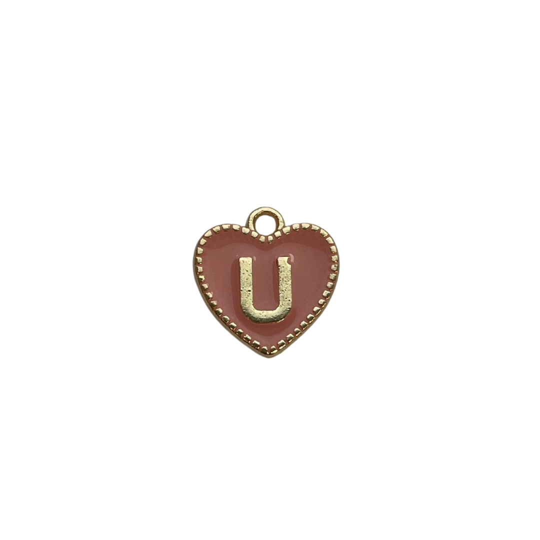Pink Letter Heart Charm