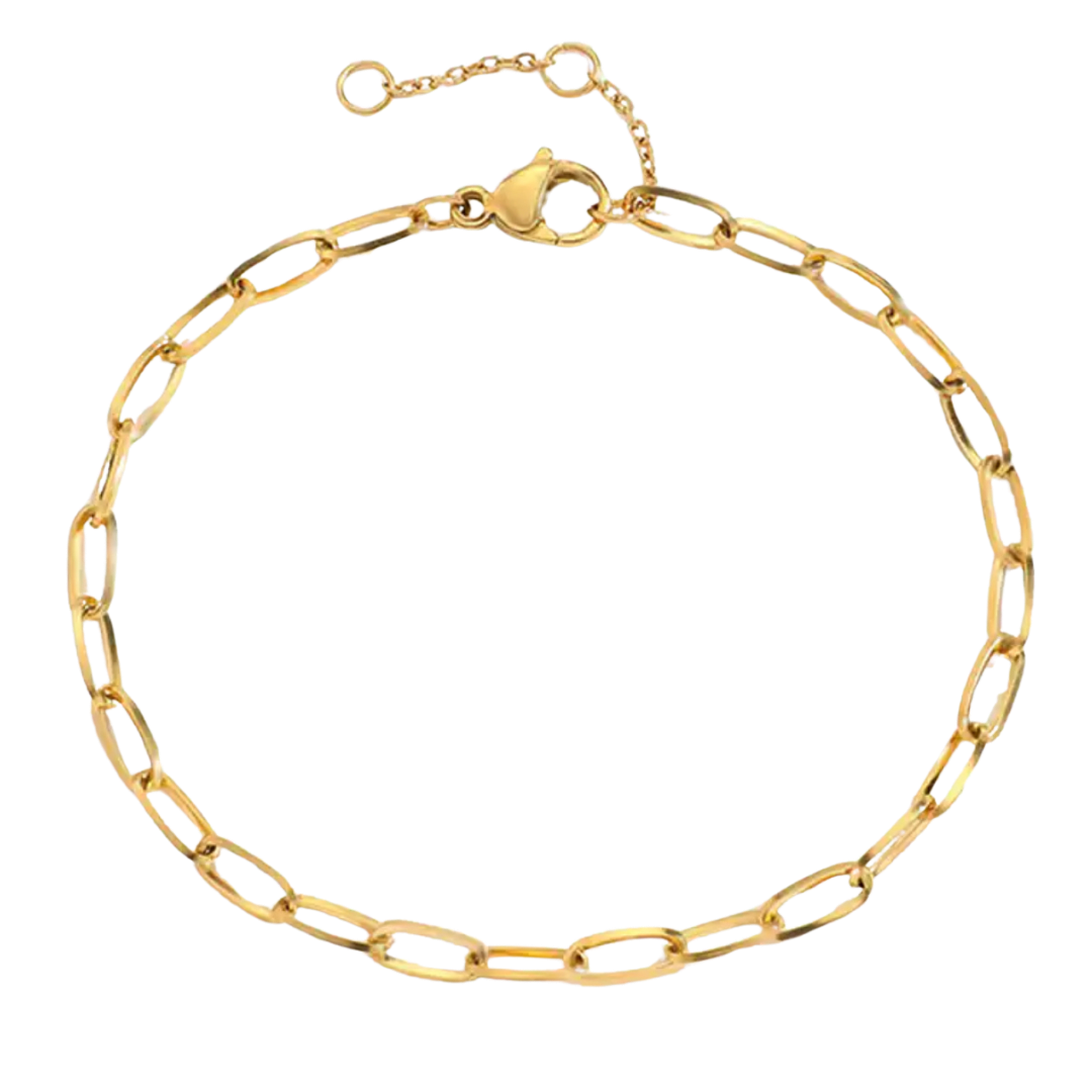 Gold Paperclip Bracelet with Extender