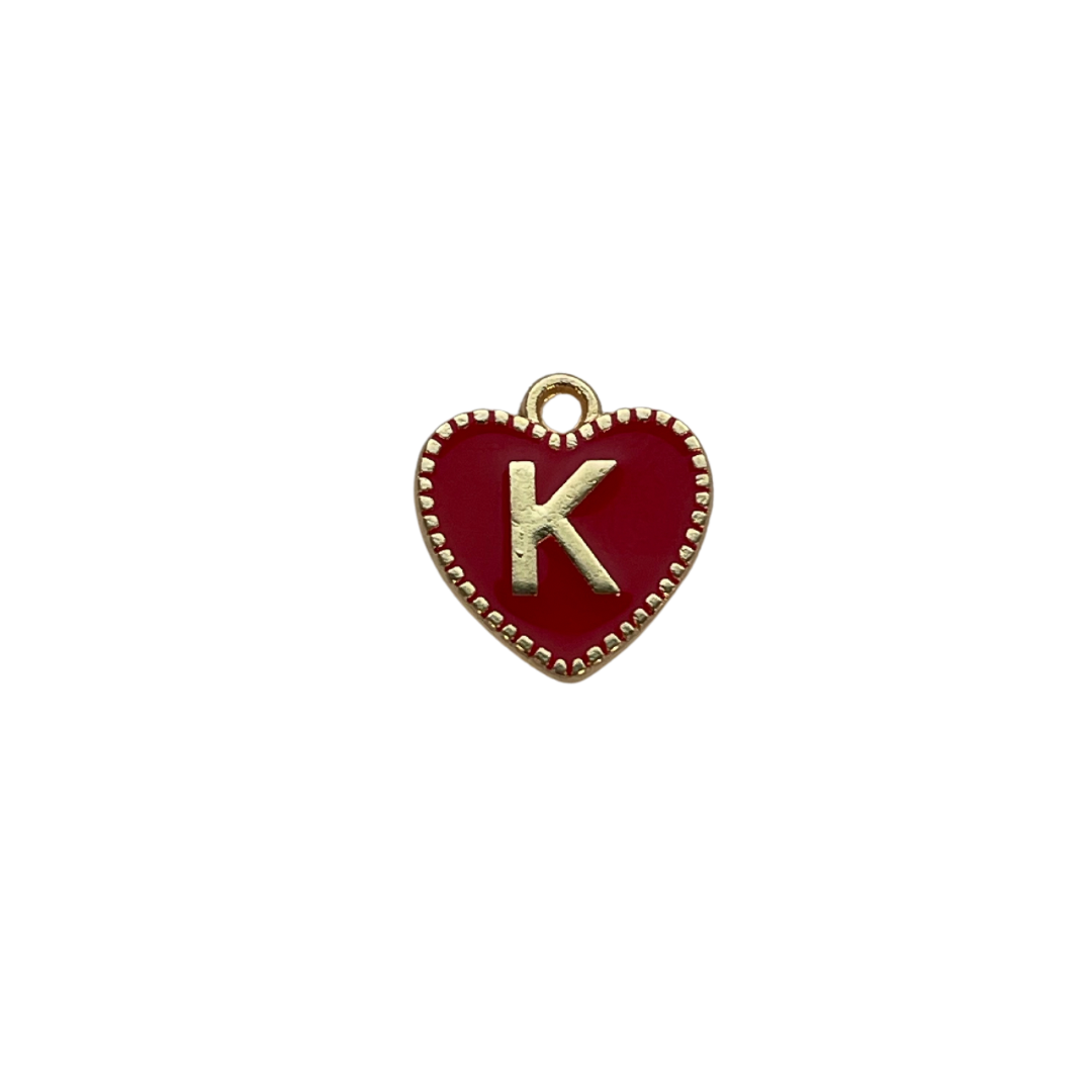 Red Heart Letter Charm