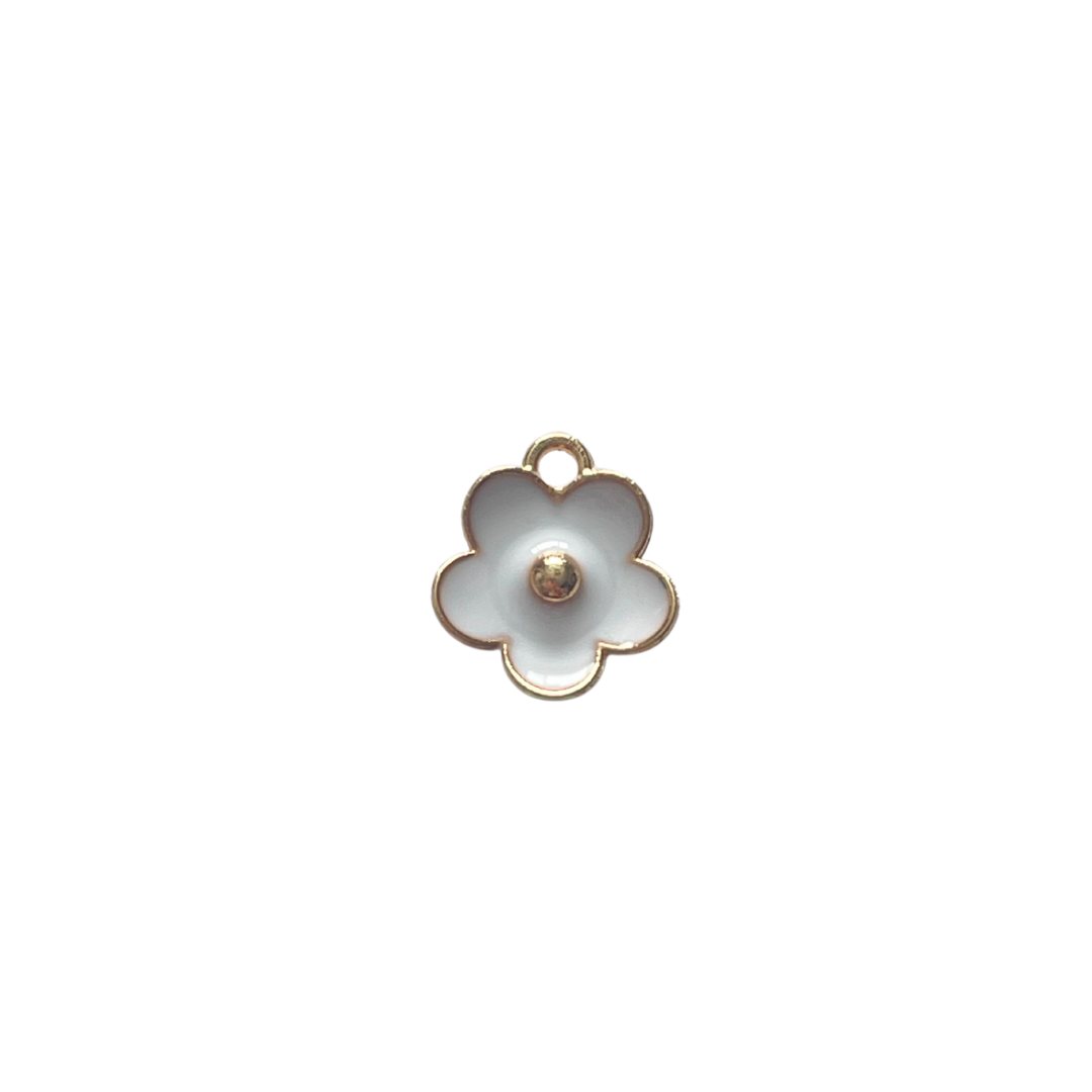 White and Gold Flower Charm