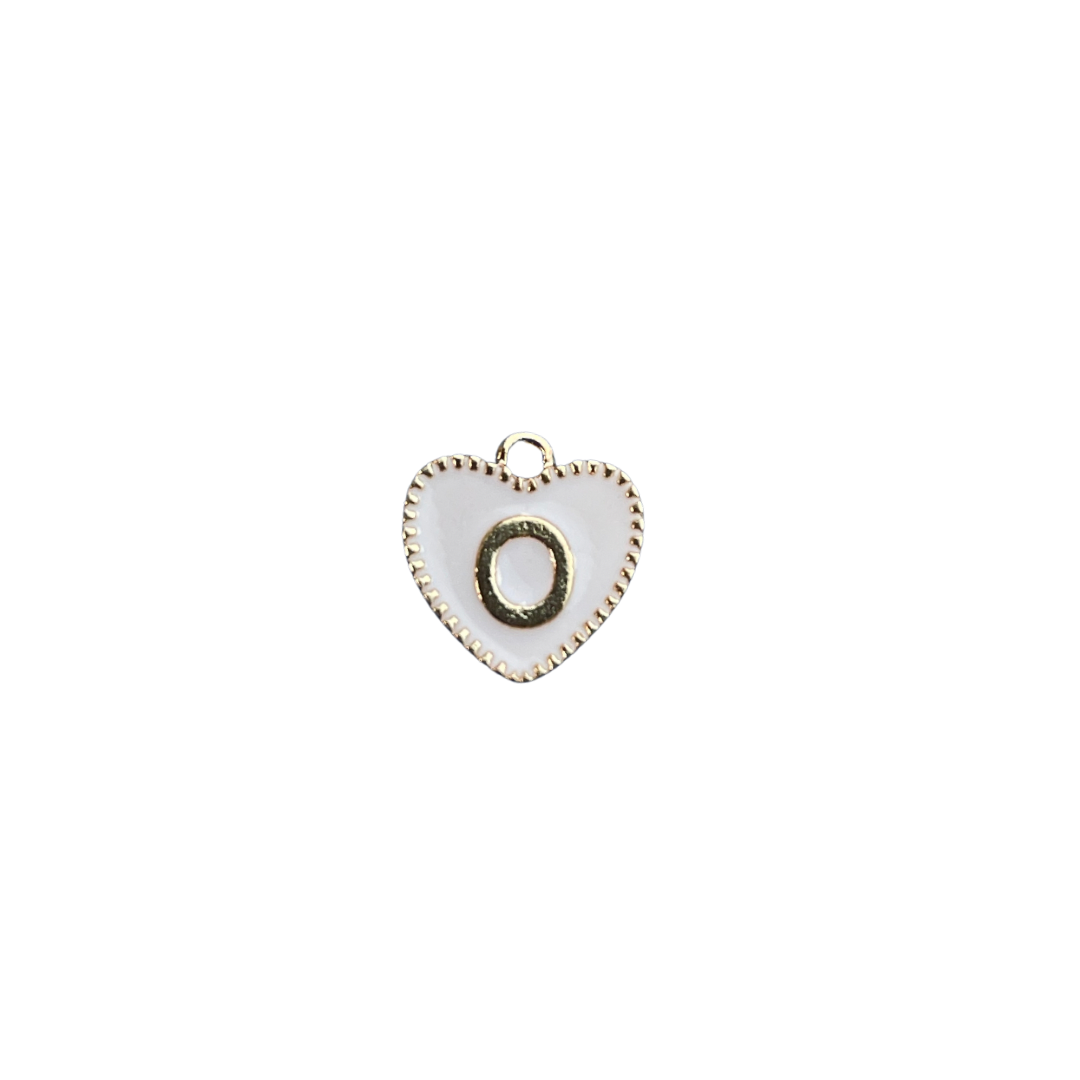 White Heart Letter Charm