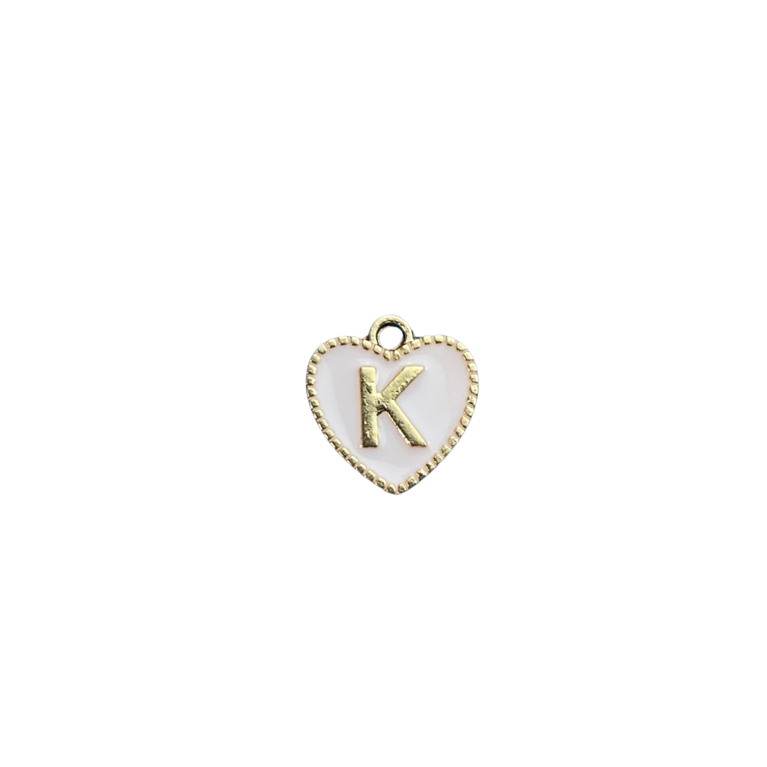 White Heart Letter Charm