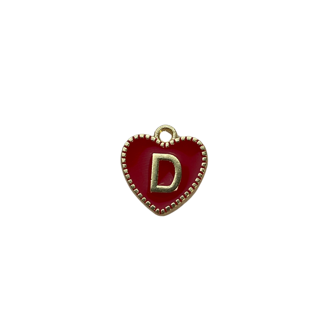 Red Heart Letter Charm