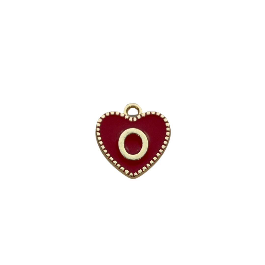 Red Heart Letter Charm