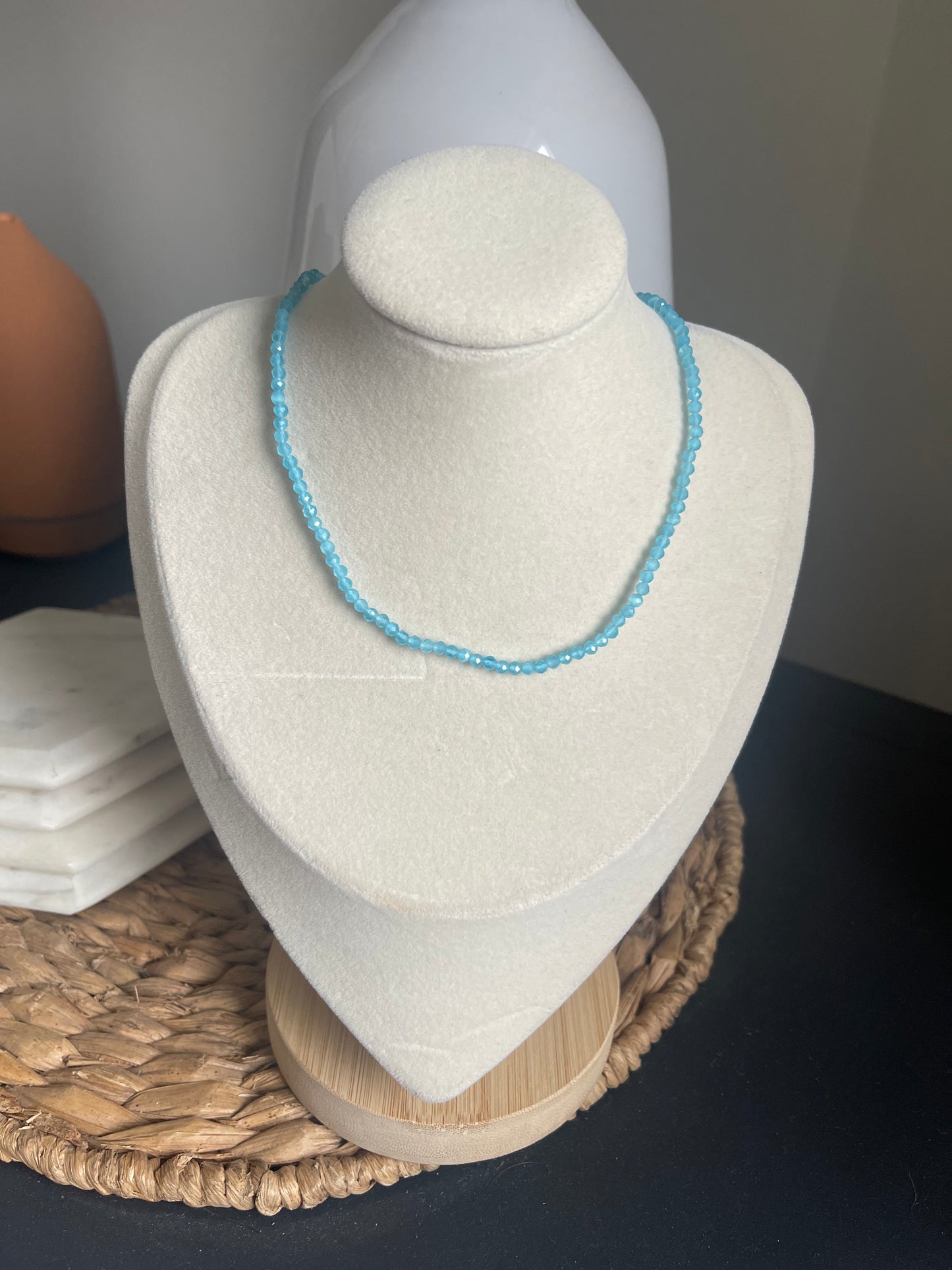 Blue bead necklace