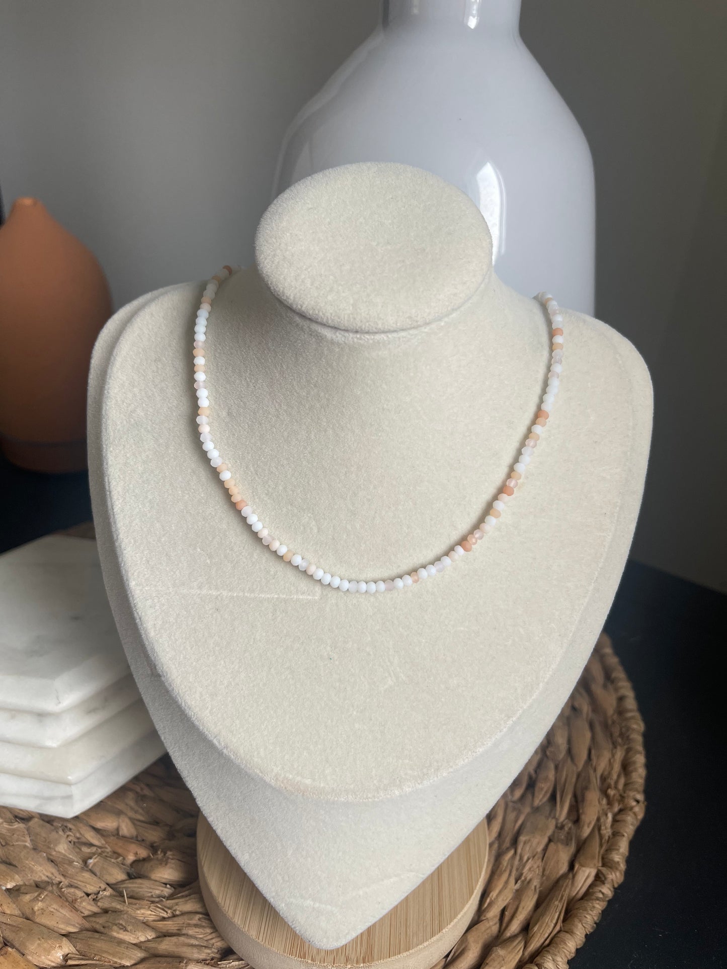 White and Peach bead necklace