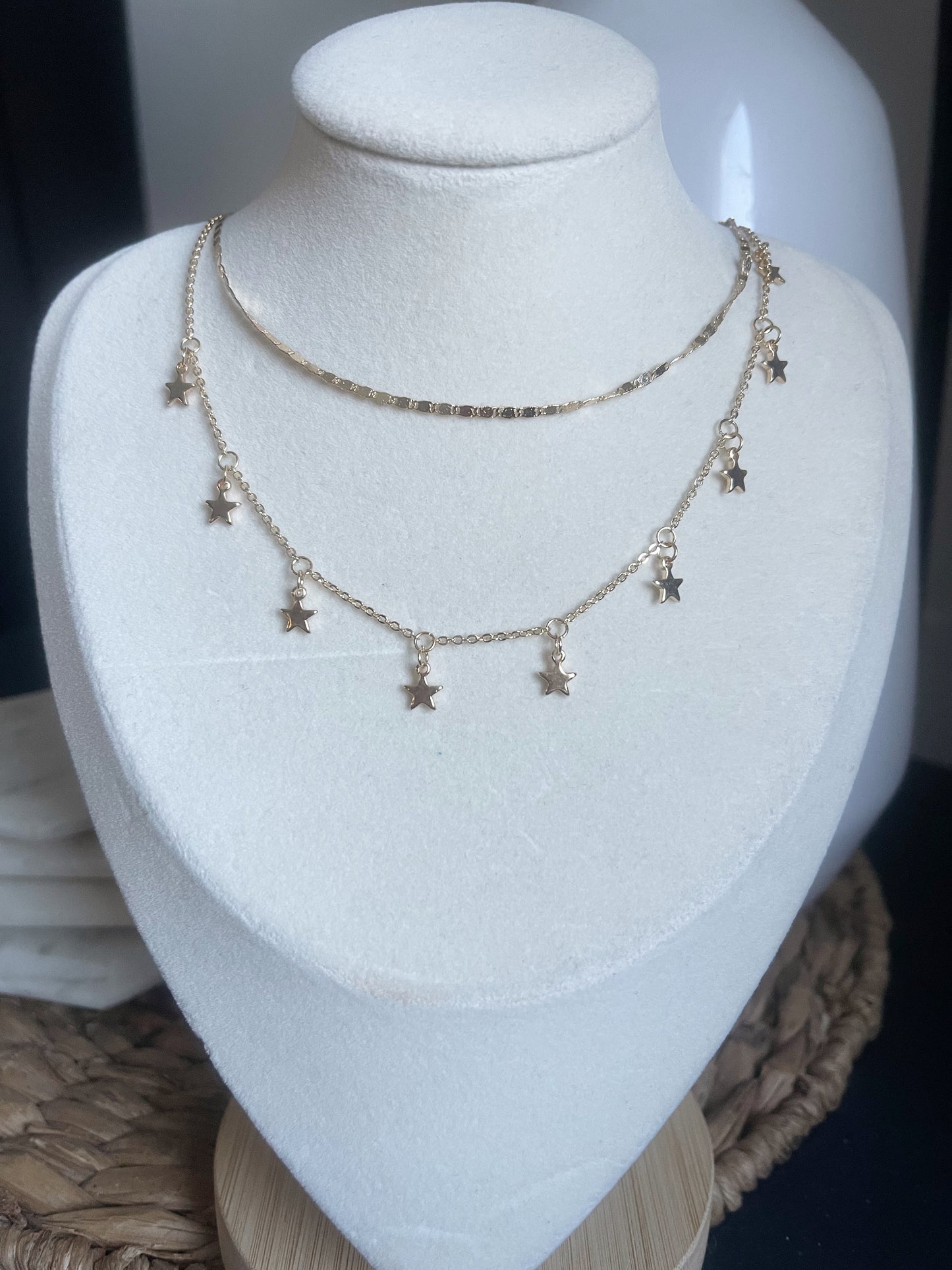 Gold Double Layer Star Necklace