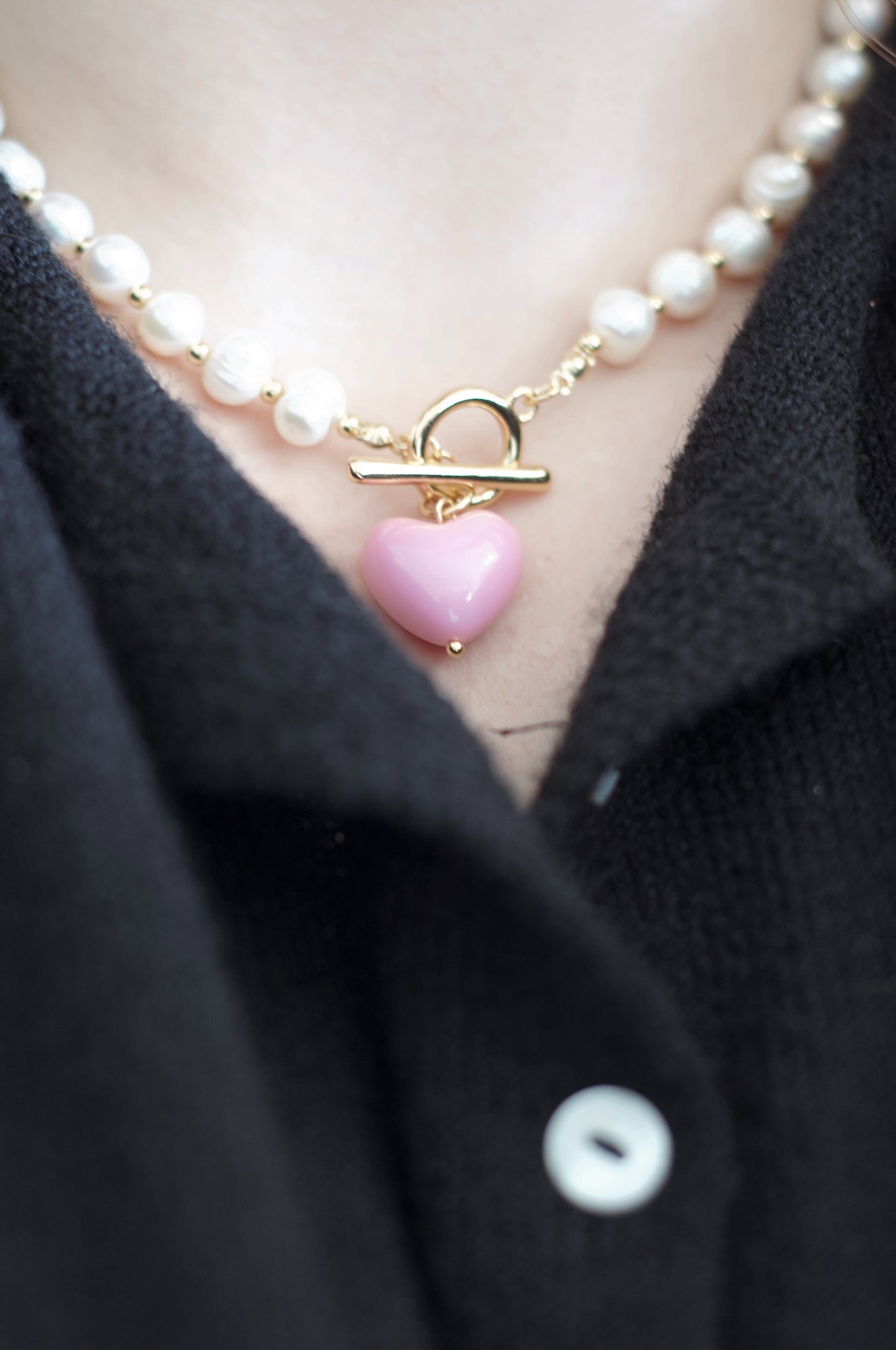 Candy Heart Pearl Necklace