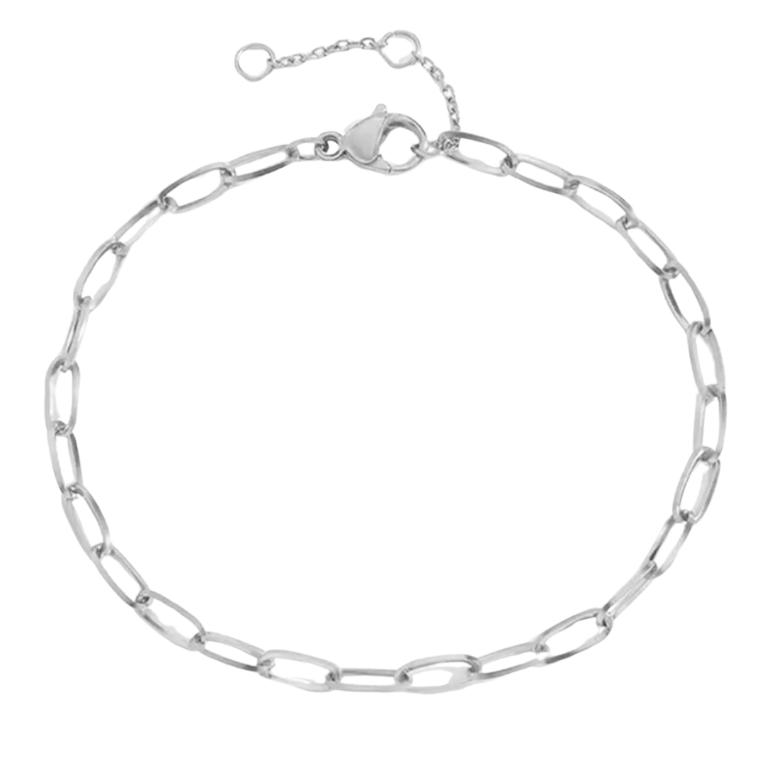 Silver Paperclip Bracelet with Extender