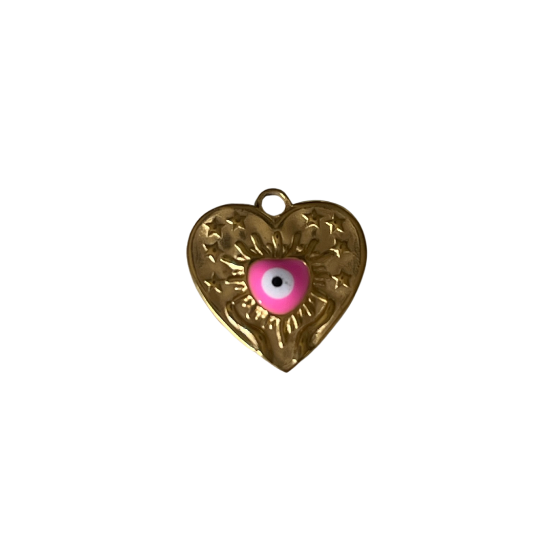 Pink Heart Evil Eye